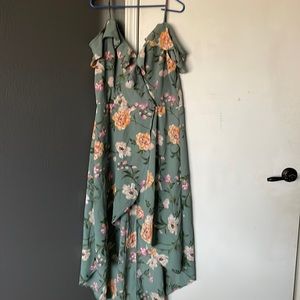 By and by off shoulder green floral dress